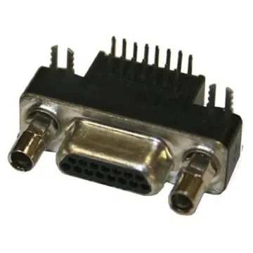 Norcomp MICRO-D 15 Way Right Angle Through Hole D-sub Connector Plug, 1.27mm Pitch, with Boardlocks, Standoffs - 381-015-112L565 product image