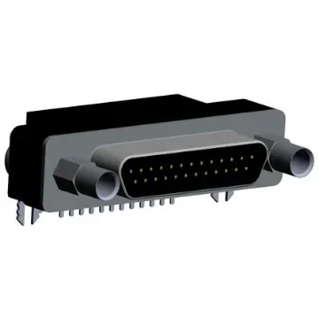 Norcomp MICRO-D 25 Way Right Angle Through Hole D-sub Connector Plug, 1.27mm Pitch, with Boardlocks, Standoffs - 381-025-112L565 product image