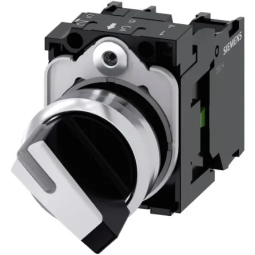 Siemens Short Handle Selector Switch - (SPDT) 22mm Cutout Diameter 2 Positions - 3SU1150-2BF60-1MA0 product image