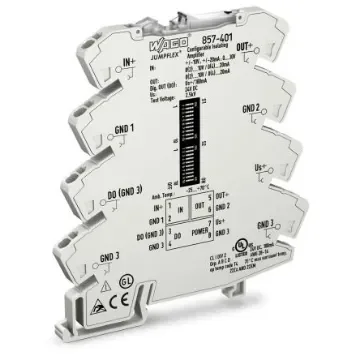 WAGO Signal Conditioner, Current, Voltage Input, Current, Voltage Output, 24V dc Supply - 857-401 product image