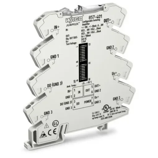 WAGO Signal Conditioner, Current, Voltage Input, Current, Voltage Output, 24V dc Supply - 857-401 product image
