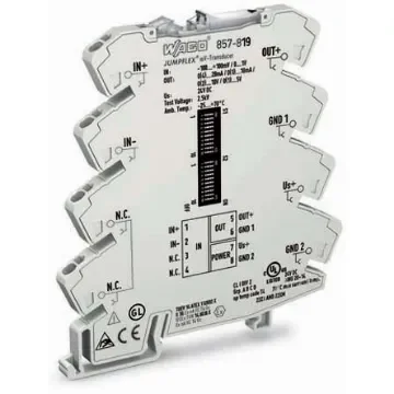 WAGO Signal Conditioner, Voltage Input, Current, Voltage Output, 24V dc Supply, ATEX, IECEx - 857-819 product image