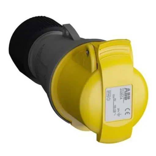 Amphenol Industrial, Easy & Safe IP44 Yellow Cable Mount 2P + E Industrial Power Socket, Rated At 32A, 110 V - 2CMA102030R1000  232EC4 product image