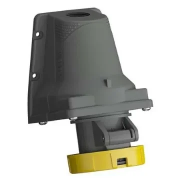 Amphenol Industrial, Easy & Safe IP67 Yellow Wall Mount 2P + E Right Angle Industrial Power Socket, Rated At 16A, 110 V - 2CMA101212R1000  216ERS4W product image