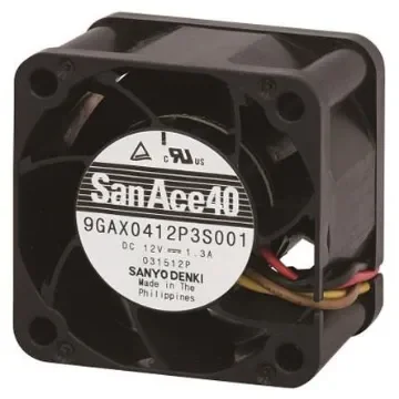 Sanyo Denki San Ace 9GAX Series Axial Fan, 12 V dc, DC Operation, 54m³/h, 15.6W, 1.3A Max, 40 x 40 x 28mm - 9GAX0412P3S001 product image