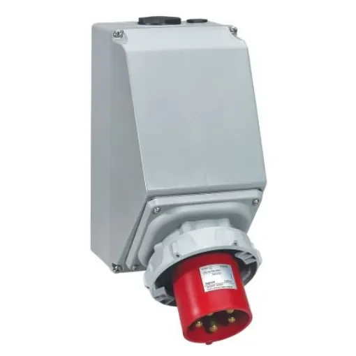 Legrand IP67 Red Wall Mount 3P + N + E Right Angle Industrial Power Plug, Rated At 63A, 415 V - 5 555 19 product image