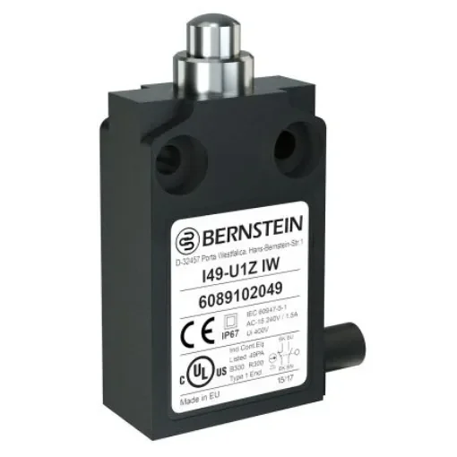 Bernstein AG I49 Series Plunger Limit Switch, NO/NC, IP67, SPST, Plastic Housing - 6089152048 product image