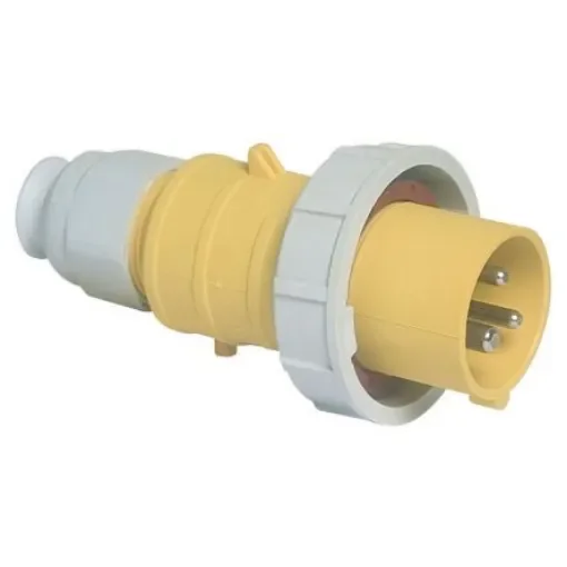 Bals IP67 Yellow Cable Mount 2P + E Industrial Power Plug, Rated At 32A, 110 V - 21408 product image