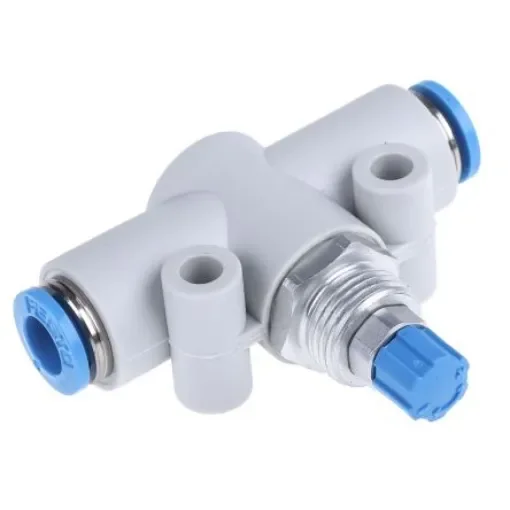 Festo GR Series Tube Flow Valve, 6mm Tube Inlet Port x 6mm Tube Outlet Port, 193969 - GR-QS-6 product image