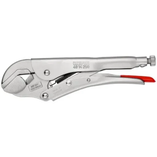 Knipex 40 14 Locking Pliers, 250 mm Overall, Angled, Straight Tip, 45mm Jaw - 40 14 250 product image