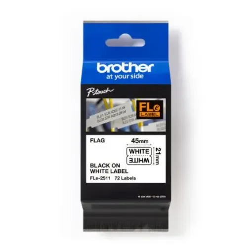 Brother Black on White Label Printer Tape, 45 mm Width, 45mm Label Length, 21mm Label Width - FLE2511 product image
