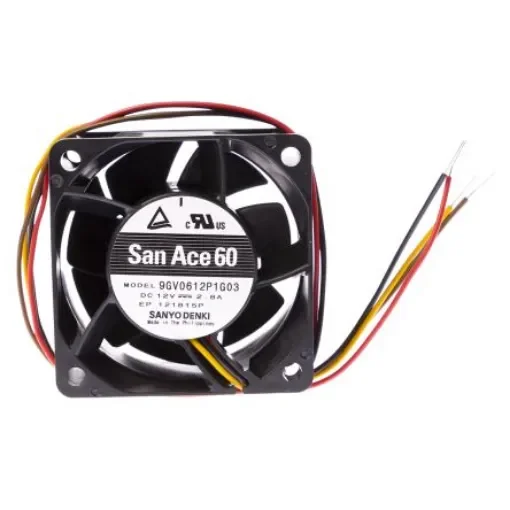 Sanyo Denki San Ace 9GV Series Axial Fan, 12 V dc, DC Operation, 142.2m³/h, 33.6W, 2.8A Max, 60 x 60 x 38mm - 9GV0612P1G03 product image