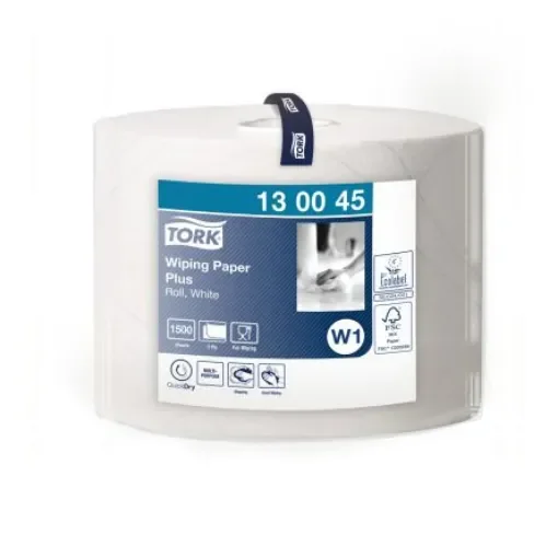 Tork Wiping Paper Plus Rolled White Paper Towel, 510 m x 235mm, 2-Ply, 1500 Sheets - 130045 product image