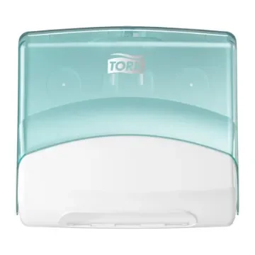Tork Plastic White/Turqoise Wall Mounting Paper Towel Dispenser, 157mm x 410mm x 441mm - 654000 product image
