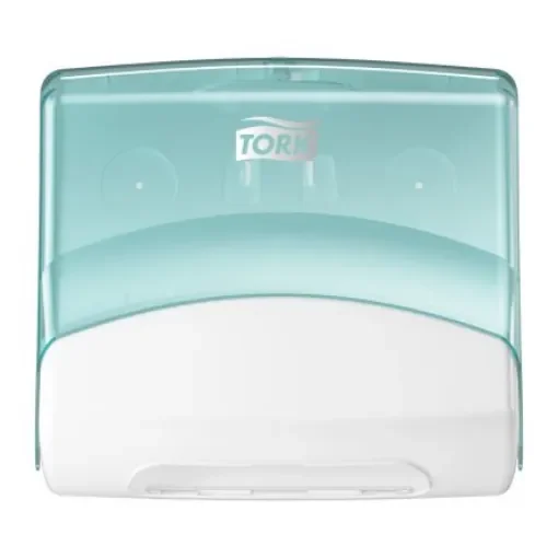 Tork Plastic White/Turqoise Wall Mounting Paper Towel Dispenser, 157mm x 410mm x 441mm - 654000 product image