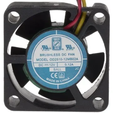 RS PRO Axial Fan, 12 V dc, DC Operation, 3.7m³/h, 1.44W, 80mA Max, 25 x 25 x 10mm - 1442031 product image