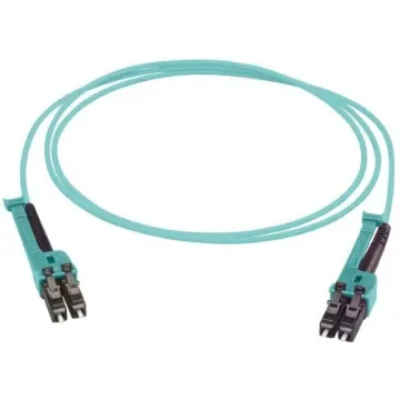 Huber+Suhner LC to LC Duplex Multi Mode OM3 Fibre Optic Cable, 2.1mm, Aqua, 20m - PCRS_LCMX_LCMX_O321T_20.0_MM product image