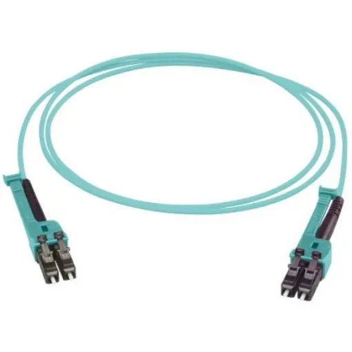 Huber+Suhner LC to LC Duplex Multi Mode OM3 Fibre Optic Cable, 2.1mm, Aqua, 20m - PCRS_LCMX_LCMX_O321T_20.0_MM product image