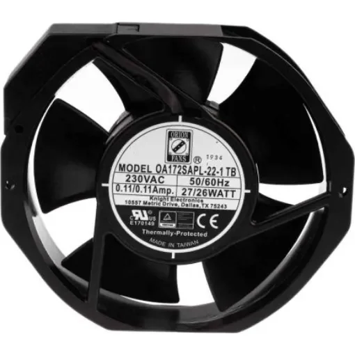 RS PRO Axial Fan, 230 V ac, AC Operation, 387.4m³/h, 28W, 180mA Max, 172 x 150 x 38mm - 1444139 product image