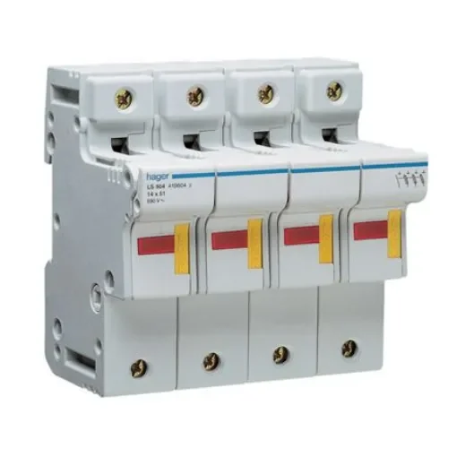 Hager 125A Rail Mount Fuse Holder for 22 x 58mm Fuse, 3P, 690V ac - LS704 product image