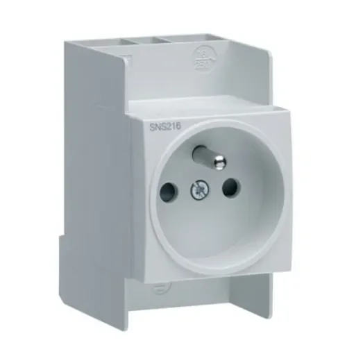 Hager SanVis Grey 2 Gang Plug Socket, 16A, Type E - French, Indoor Use - SNS216 product image