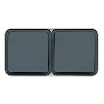 Hager Cubyko Grey 1 Gang Plug Socket, 2 Poles, 16A, Outdoor Use - WNC122 product image