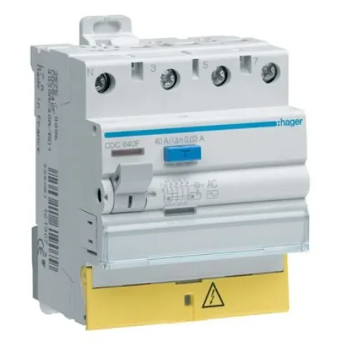 Hager RCCB, 40A, 4 Pole, 30mA - CDC840F product image