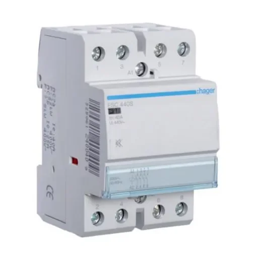 Hager System M Pro ESC Contactor, 230 V ac Coil, 4-Pole, 40 A, 6.5 kW, 4NO, 400 V ac - ESC440S product image