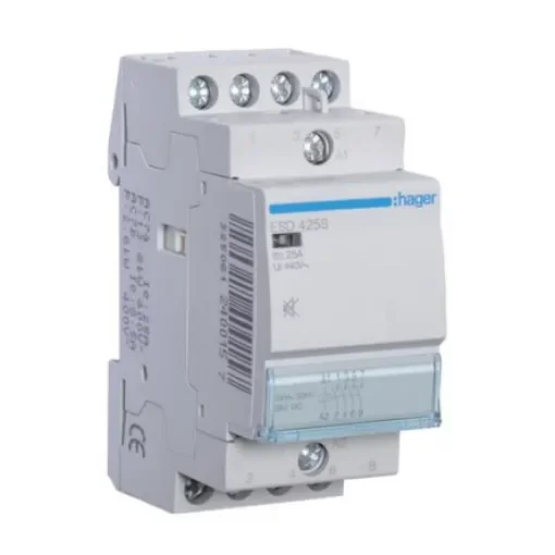 Hager System M Pro ESC Contactor, 24 V ac Coil, 4-Pole, 25 A, 2.8 VA, 4NO, 400 V ac - ESD425S product image