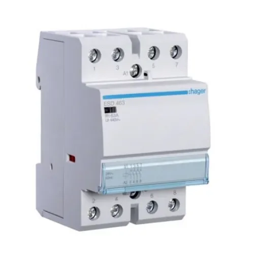 Hager System M Pro ESC Contactor, 24 V ac Coil, 4-Pole, 63 A, 7 VA, 4NO, 400 V ac - ESD463 product image