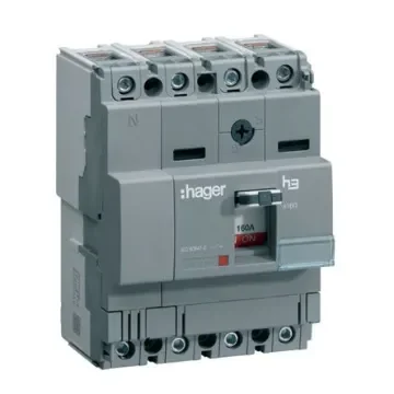 Hager MCCB 4P 125A, Breaking Capacity 2 kA, DIN Rail Mount - HCA126H product image