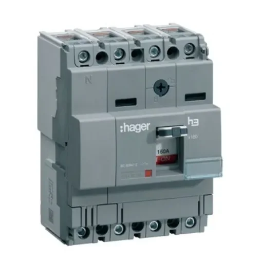 Hager MCCB 4P 125A, Breaking Capacity 2 kA, DIN Rail Mount - HCA126H product image