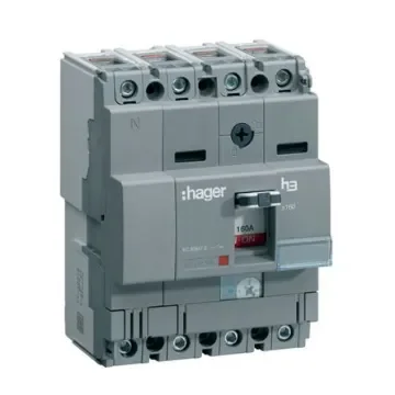 Hager MCCB 4P 160A, Breaking Capacity 2 kA, DIN Rail Mount - HCA161H product image