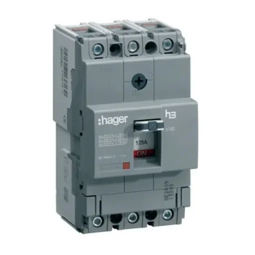 Hager MCCB 3P 40A, Breaking Capacity 25 kA, DIN Rail Mount - HHA040H product image