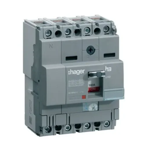 Hager MCCB 4P 40A, Breaking Capacity 25 kA, DIN Rail Mount - HHA041H product image