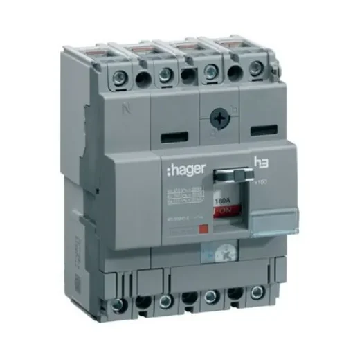 Hager MCCB 4P 125A, Breaking Capacity 25 kA, DIN Rail Mount - HHA126H product image