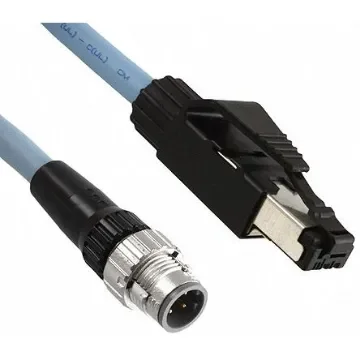 OmronXS5W, 10m Cat5e, Black M12 to Male RJ45 Male Shielded, Terminated PUR Sheath - XS5W-T421-JMC-K product image