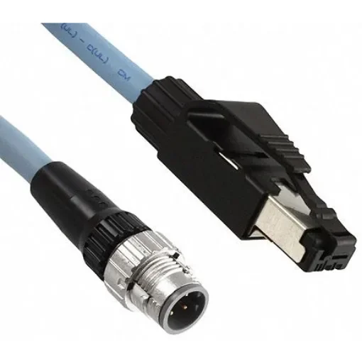 OmronXS5W, 10m Cat5e, Black M12 to Male RJ45 Male Shielded, Terminated PUR Sheath - XS5W-T421-JMC-K product image