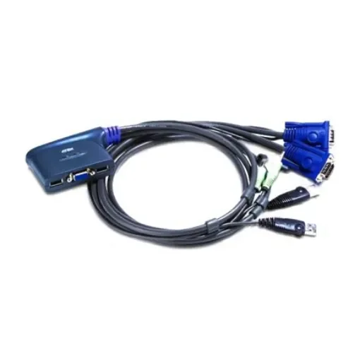 Aten 2 Port USB VGA KVM Switch, 3.5 mm Stereo 2048 x 1536 Maximum Resolution - CS62U product image