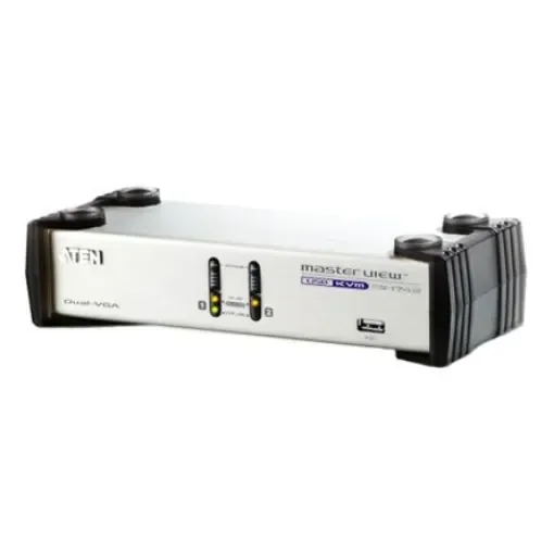 Aten 2 Port USB VGA KVM Switch, 3.5 mm Stereo 2048 x 1536 Maximum Resolution - CS1742 product image