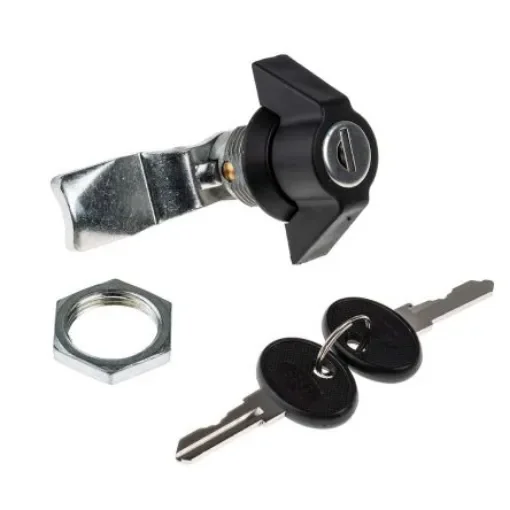 RS PRO Black Cabinet Lock, 28.5mm Panel-to-Tongue, 22.2 x 20.2mm Cutout, Key Unlock - 1461798 product image