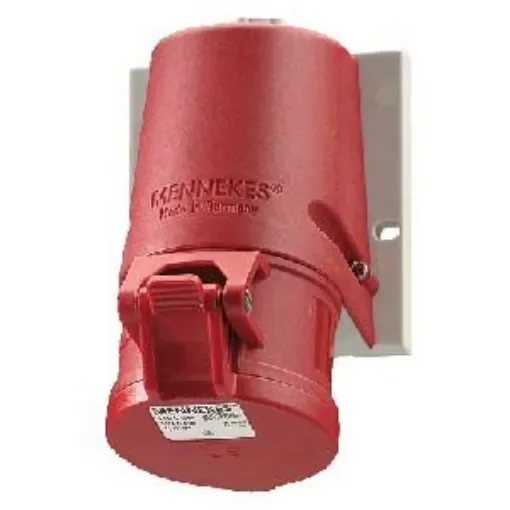 MENNEKES, P-4011101-01 IP44 Red Wall Mount 3P+E Socket, Rated At 16A, 415 V - 27002 product image