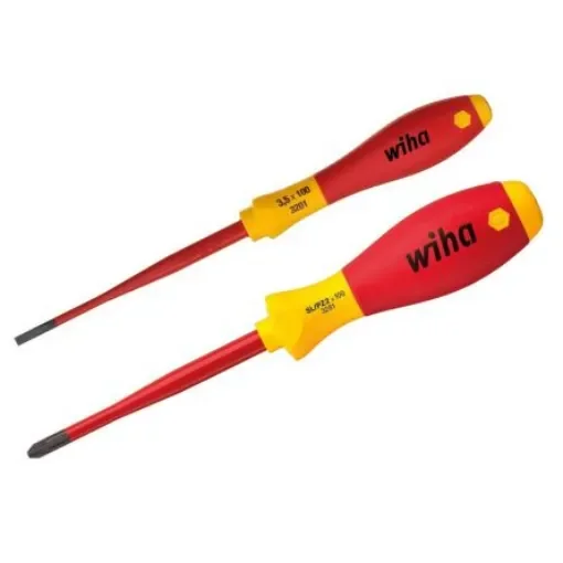 Wiha SB 3201 S204 Pozidriv; Slotted Insulated Screwdriver Set, 2-Piece - 36333 product image