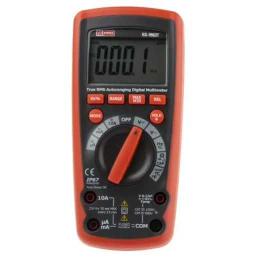 RS PRO RS-9963T Handheld Digital Multimeter, True RMS, 10A ac Max, 10A dc Max, 1000V ac Max - 1469097 product image