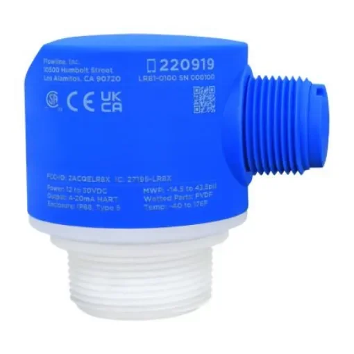 Flowline LR81 Series Radar Level Sensor, 4-20mA, HART Output, Flange Mount, PVDF (pigmented polyvinylidene fluoride) - LR81-0100 product image