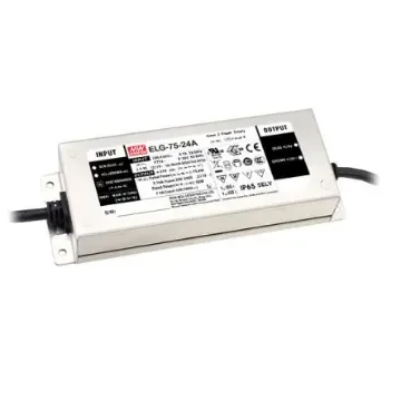 MEAN WELL LED Driver, 24V Output, 75W Output, 3.15A Output, Constant Current / Constant Voltage Dimmable - ELG-75-24DA-3Y product image