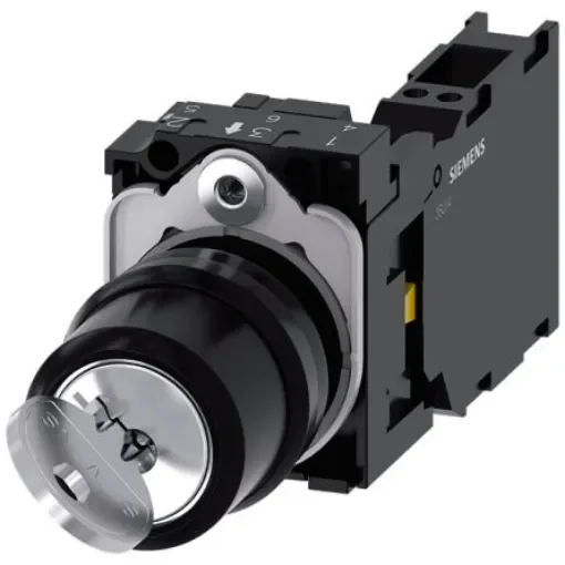 Siemens IP66, IP67, IP69(IP69K) Key Switch 2-Way Flat-Key - 3SU1100-4BF21-3TA0 product image