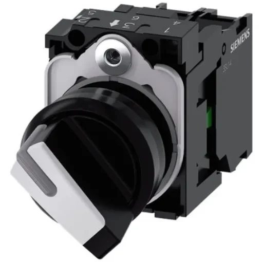 Siemens Latching Toggle Switch - (1NO) 38mm Cutout Diameter 2 Positions - 3SU1103-2BF64-1BA0 product image