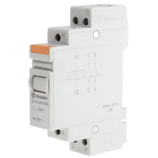 Finder DIN Rail Power Relay, 230V ac Coil, 20A Switching Current, DPST - 22.24.8.230.4000 product image