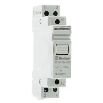 Finder DIN Rail Latching Modular Step Relay, 24V dc Coil, 16A Switching Current, DPST - 20.28.9.024.0000 product image